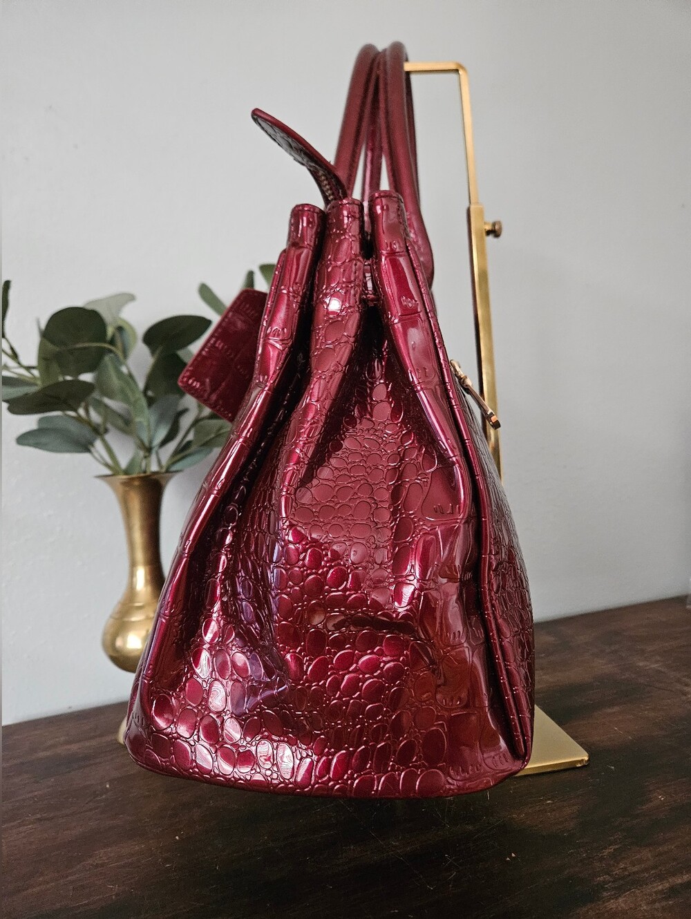 NWOT Stauer Vintage Glam Style Crocodile-Embossed Faux-leather Satchel Handhag. - Picture 4 of 12